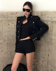ROVENTE Minimal Tailored High Rise Mini Shorts with Structured Silhouette
