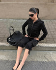 ROVENTE Cropped Hooded Utility Jacket with Zip Front and Structured Pocket Detail
