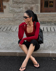 ROVENTE Layered Scoop Neck Tank & Cropped Sleeve Top Set