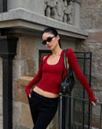 ROVENTE Layered Scoop Neck Tank & Cropped Sleeve Top Set