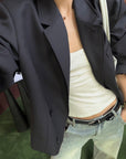 ROVENTE Sculpted Shoulder Cropped Blazer