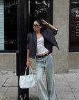 ROVENTE Sculpted Shoulder Cropped Blazer