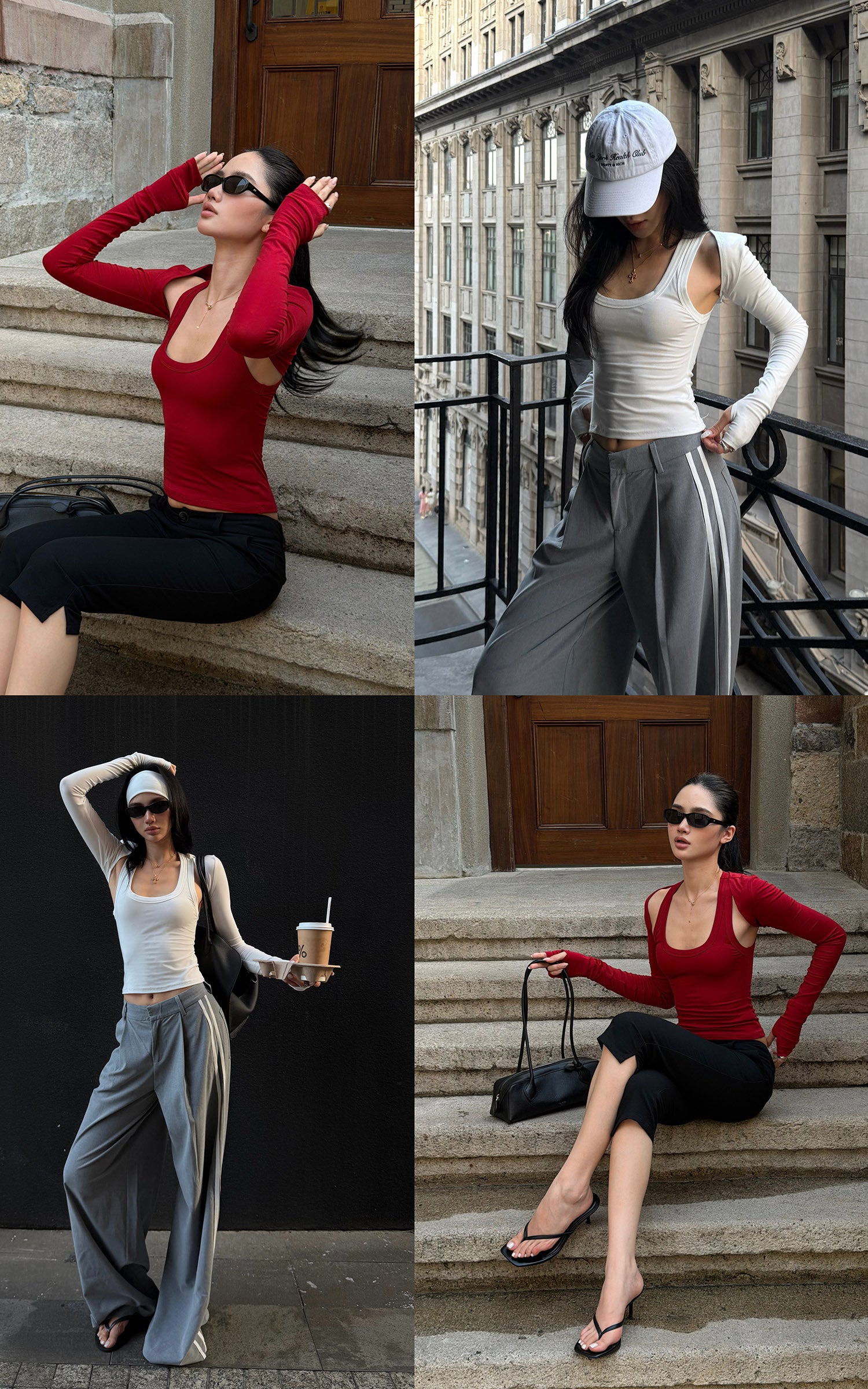 ROVENTE Layered Scoop Neck Tank &amp; Cropped Sleeve Top Set