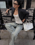 ROVENTE Sculpted Shoulder Cropped Blazer