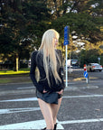 Rase le sol Asymmetric Wrap Leather Skort