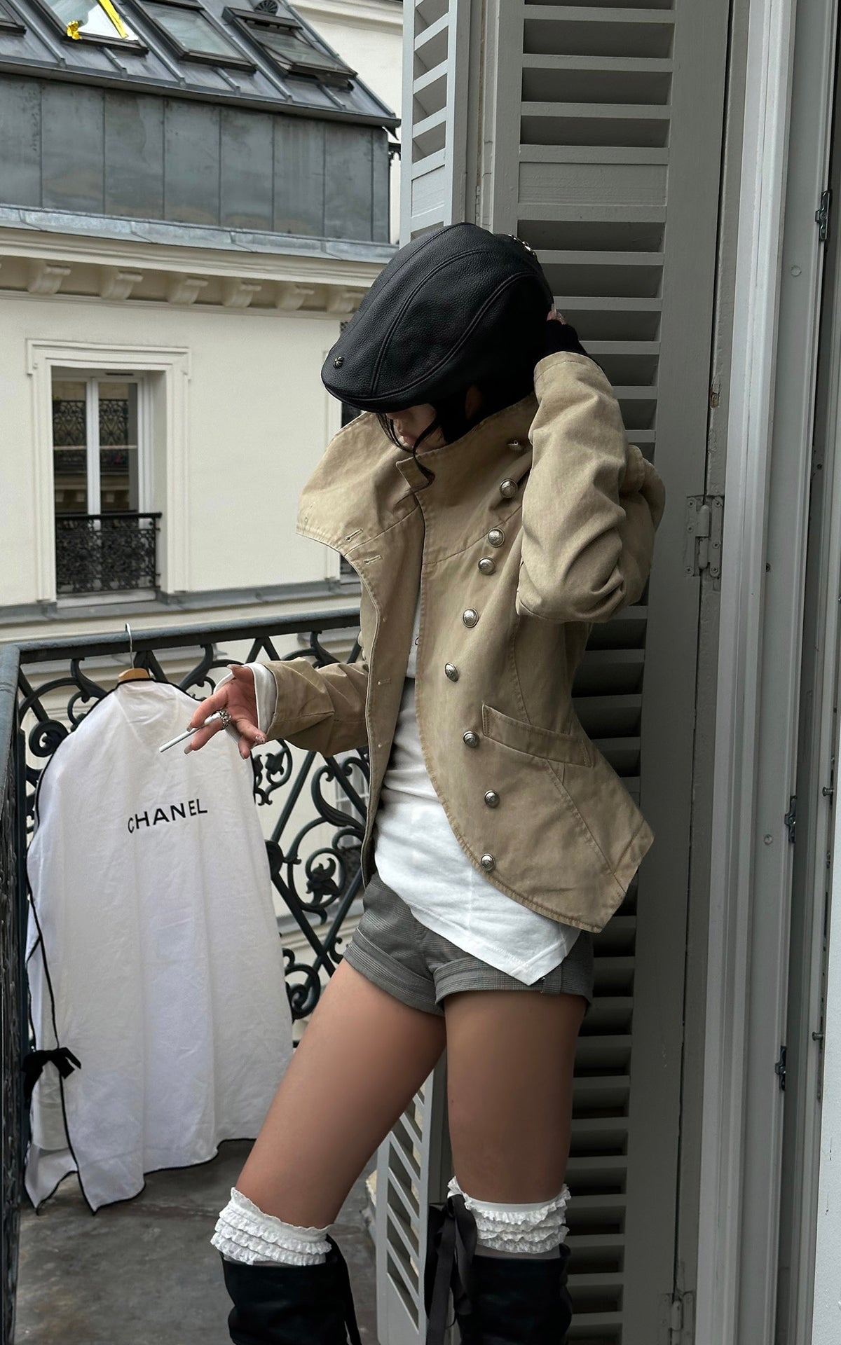 WARDEN EDGE Washed Military High-Neck Tailored Jacket