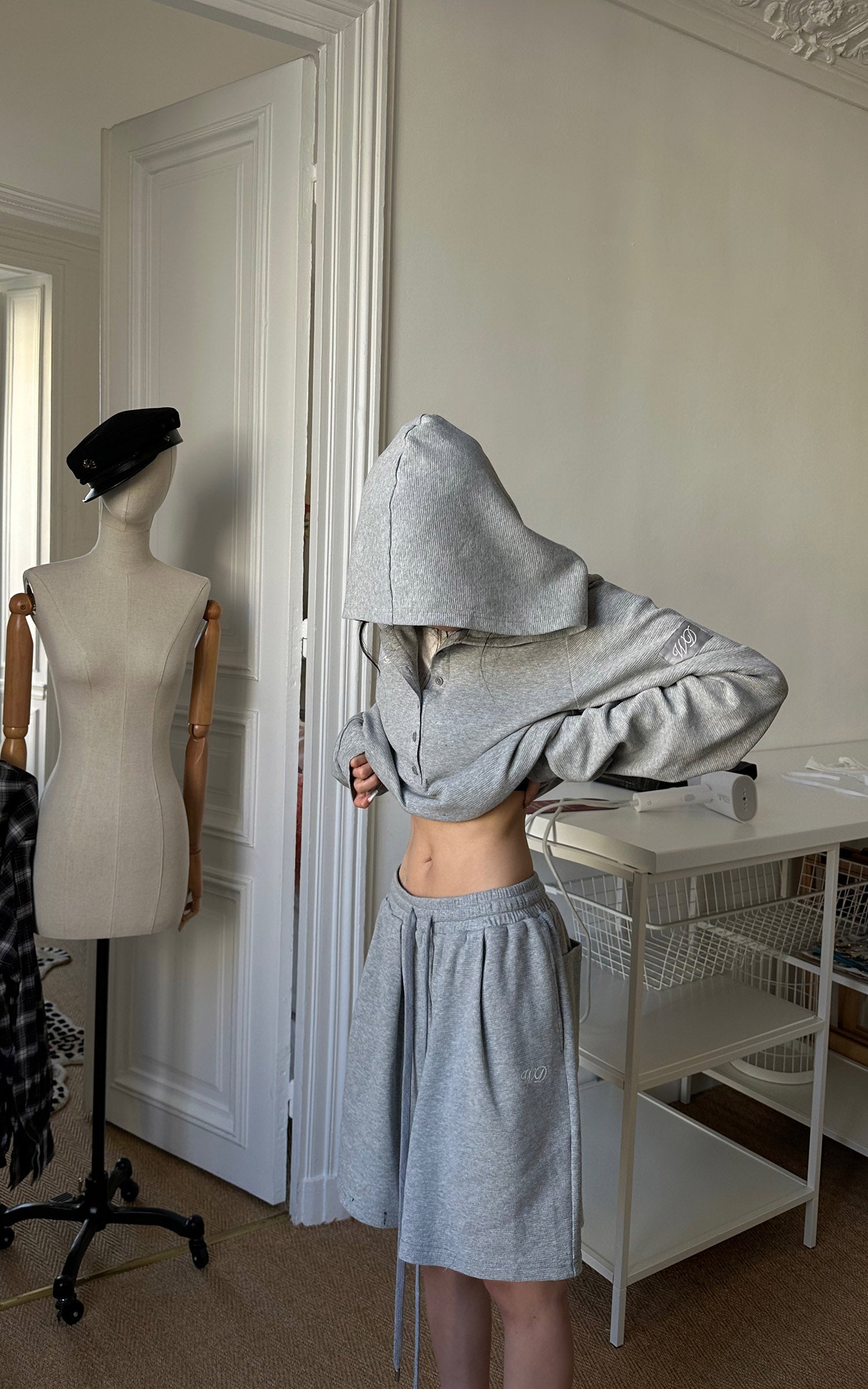WARDEN EDGE Off-Duty Waffle Hoodie &amp; Shorts Set