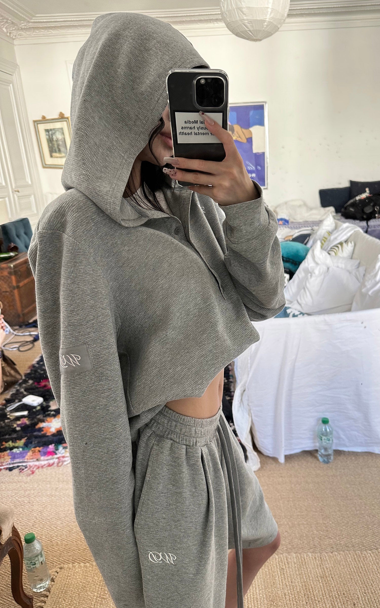 WARDEN EDGE Off-Duty Waffle Hoodie &amp; Shorts Set