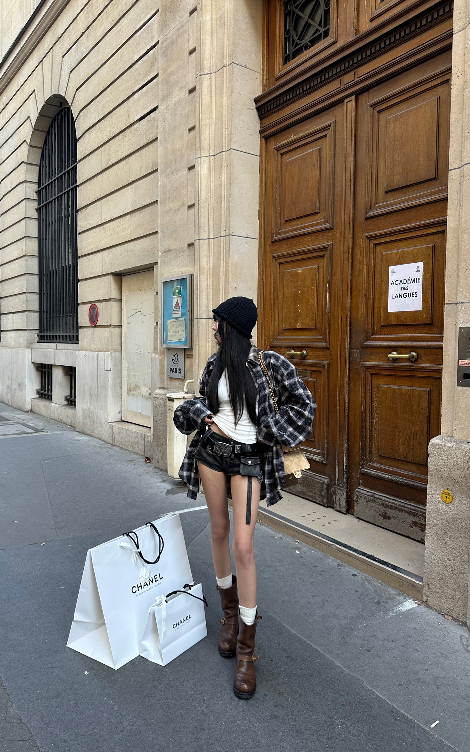 WARDEN EDGE Contrast Plaid Oversized Shirt