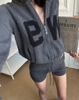 WARDEN EDGE W9 Knit Zip Hoodie & Micro Shorts Set