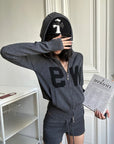 WARDEN EDGE W9 Knit Zip Hoodie & Micro Shorts Set