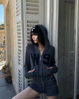 WARDEN EDGE W9 Knit Zip Hoodie & Micro Shorts Set
