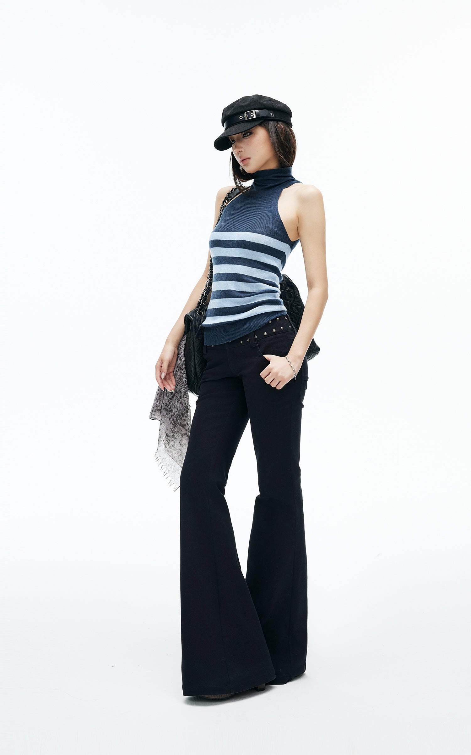 IAMXIAA Low-Rise Studded Flared Pants