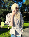 Rase le sol Belted Double-Breasted Sculpted Trench Jacket