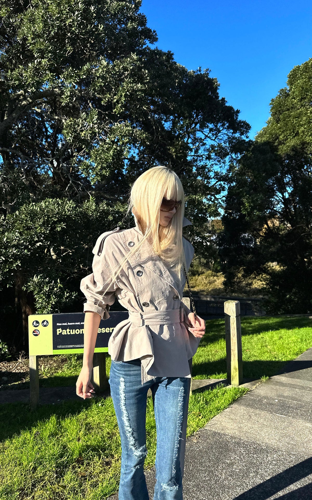 Rase le sol Belted Double-Breasted Sculpted Trench Jacket