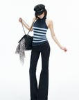 IAMXIAA Striped High-Neck Knit Top