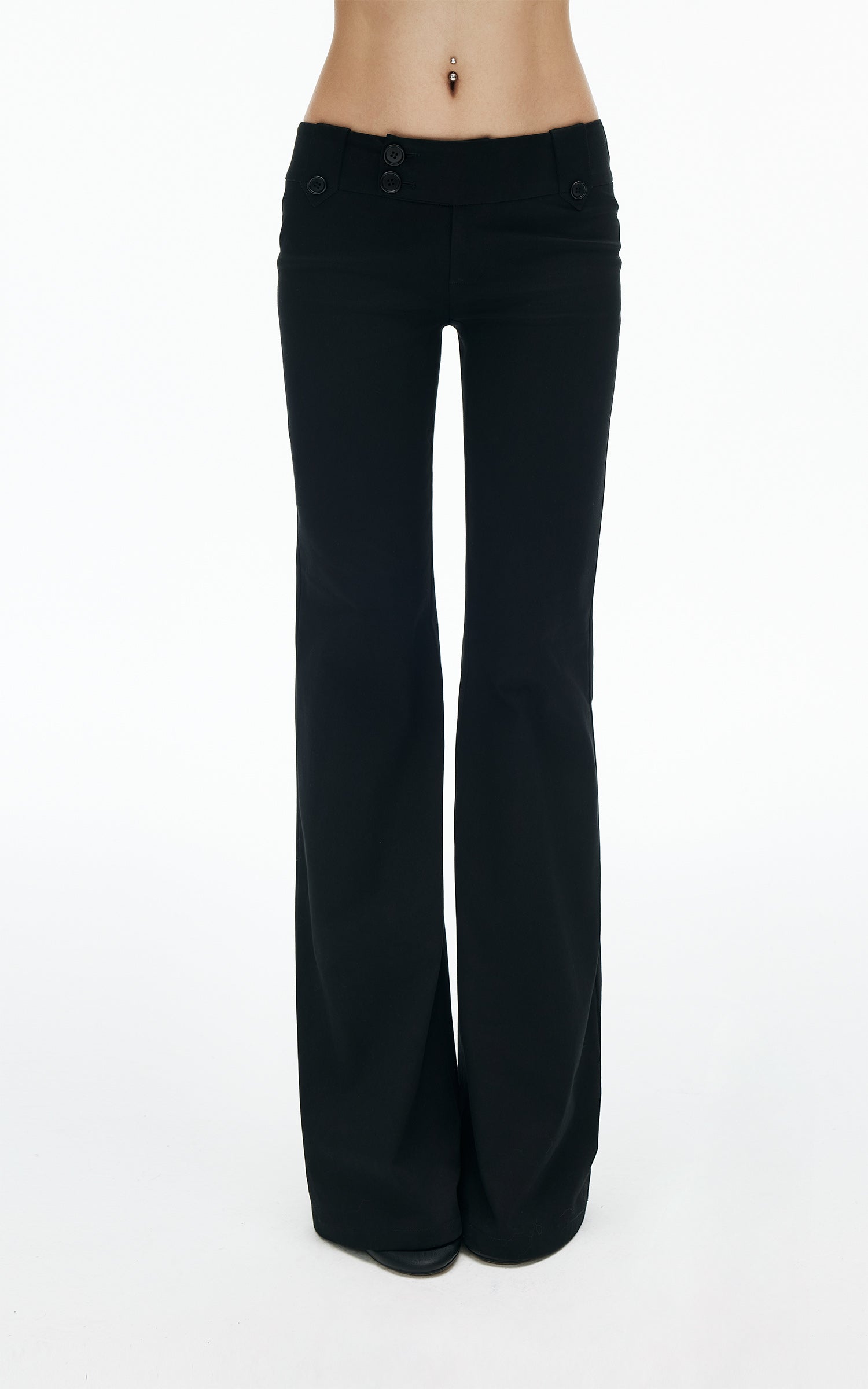 IAMXIAA Low-Rise Button Detail Flared Pants