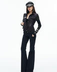 IAMXIAA Sequin-Pocket Knit Sleeve Denim Jacket