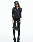 IAMXIAA Sequin-Pocket Knit Sleeve Denim Jacket