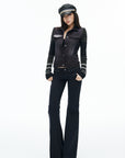 IAMXIAA Sequin-Pocket Knit Sleeve Denim Jacket