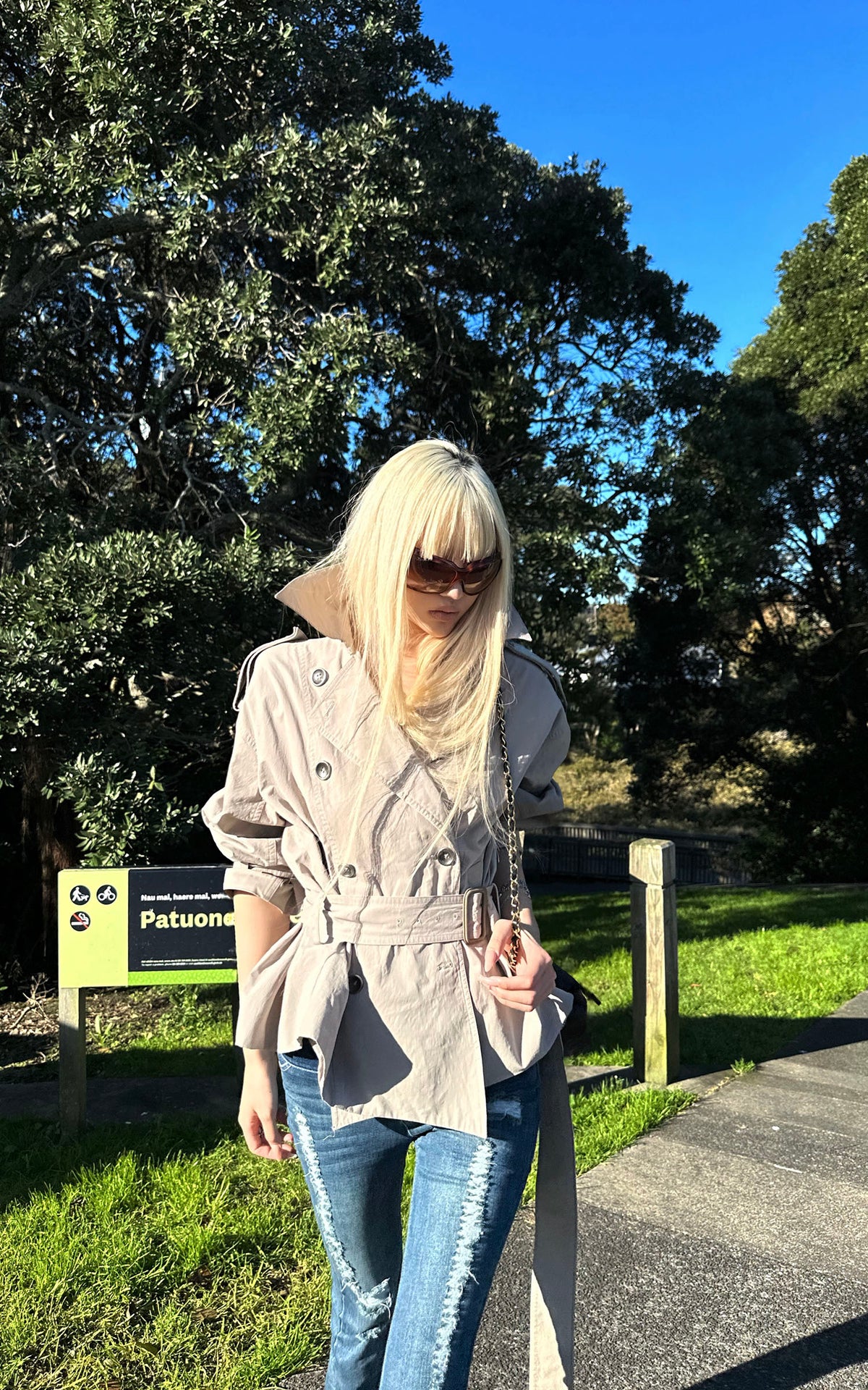 Rase le sol Belted Double-Breasted Sculpted Trench Jacket