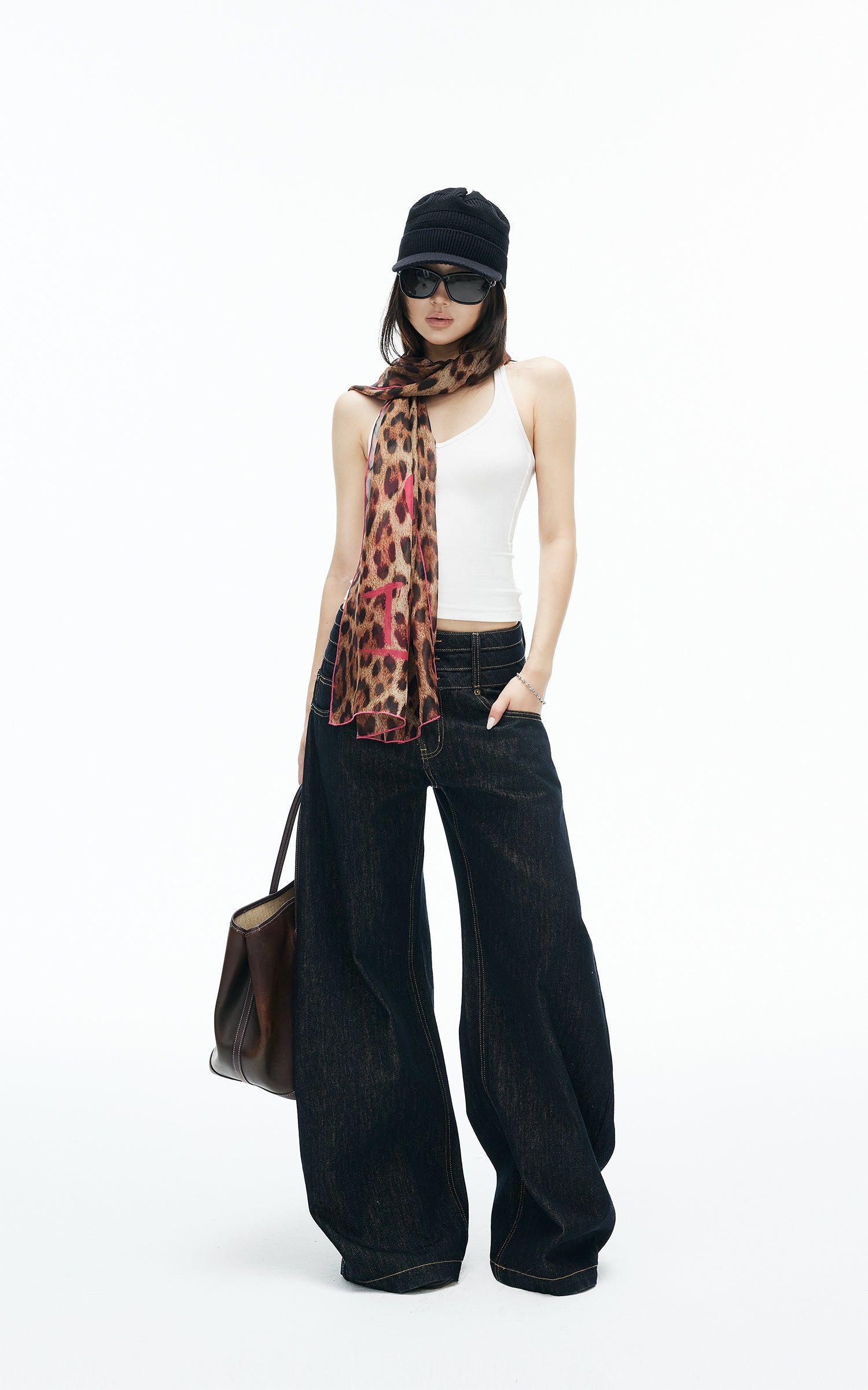 IAMXIAA Triple-Waist Wide-Leg Denim Jeans