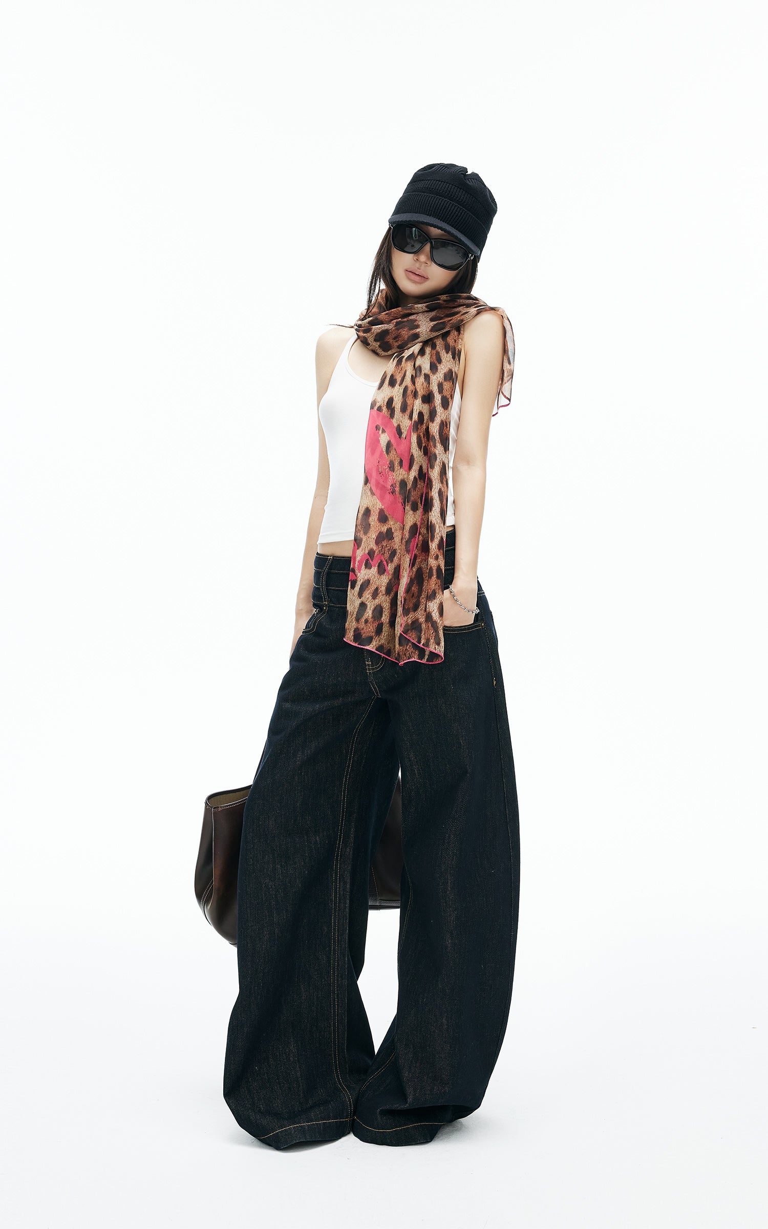 IAMXIAA Triple-Waist Wide-Leg Denim Jeans