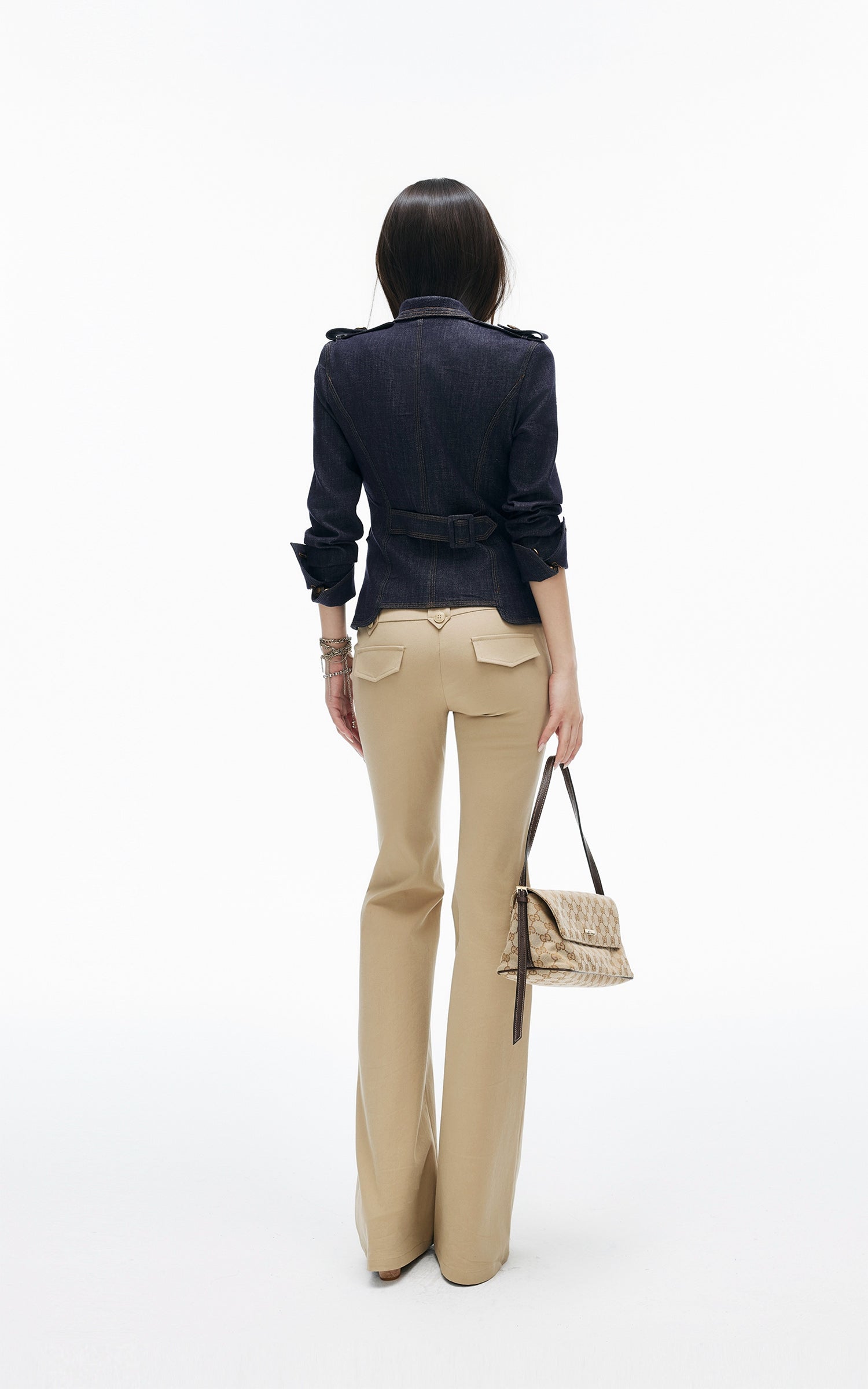 IAMXIAA Low-Rise Button Detail Flared Pants