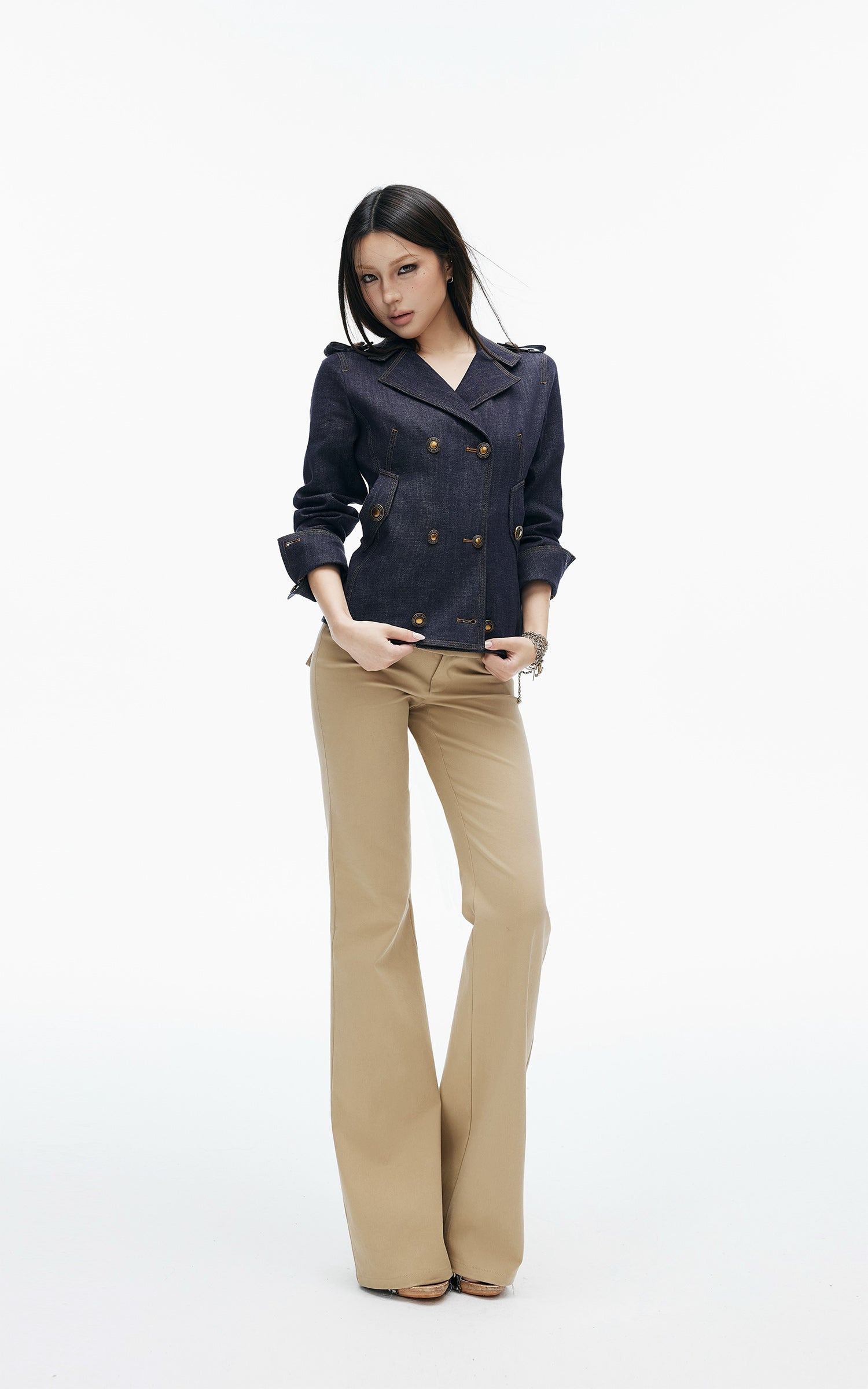 IAMXIAA Double-Breasted Denim Tailored Jacket