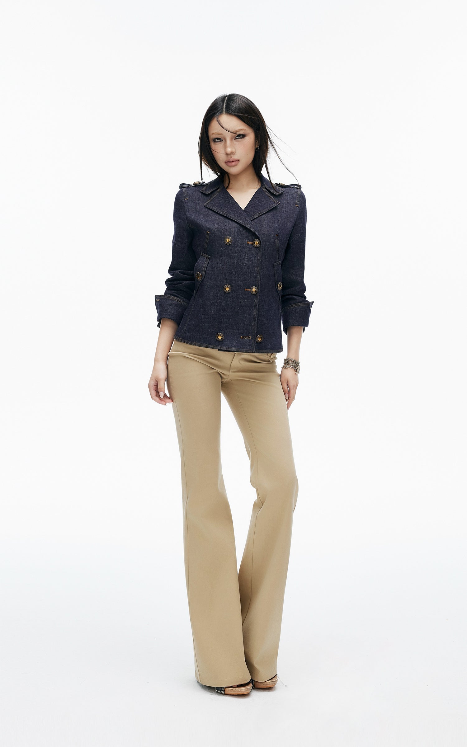 IAMXIAA Double-Breasted Denim Tailored Jacket