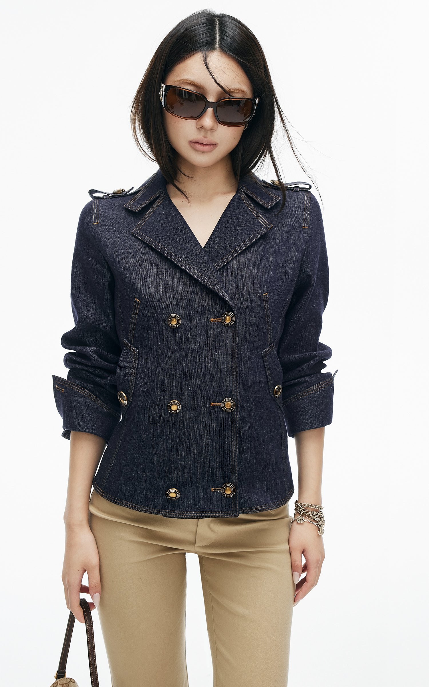 IAMXIAA Double-Breasted Denim Tailored Jacket