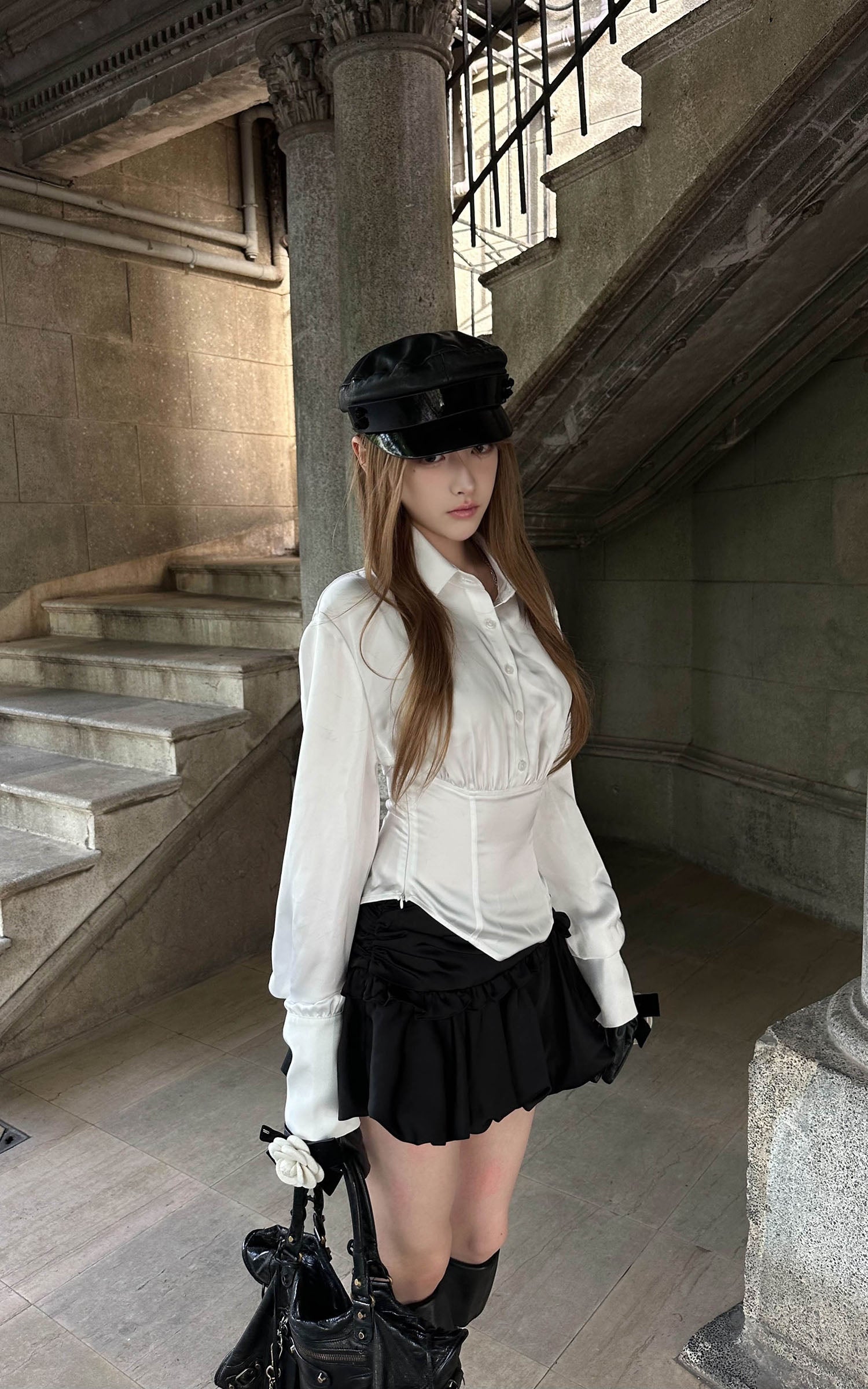 Rase le sol Lace-Up Corset Shirt