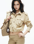 IAMXIAA Utility Pocket Cropped Shirt Jacket