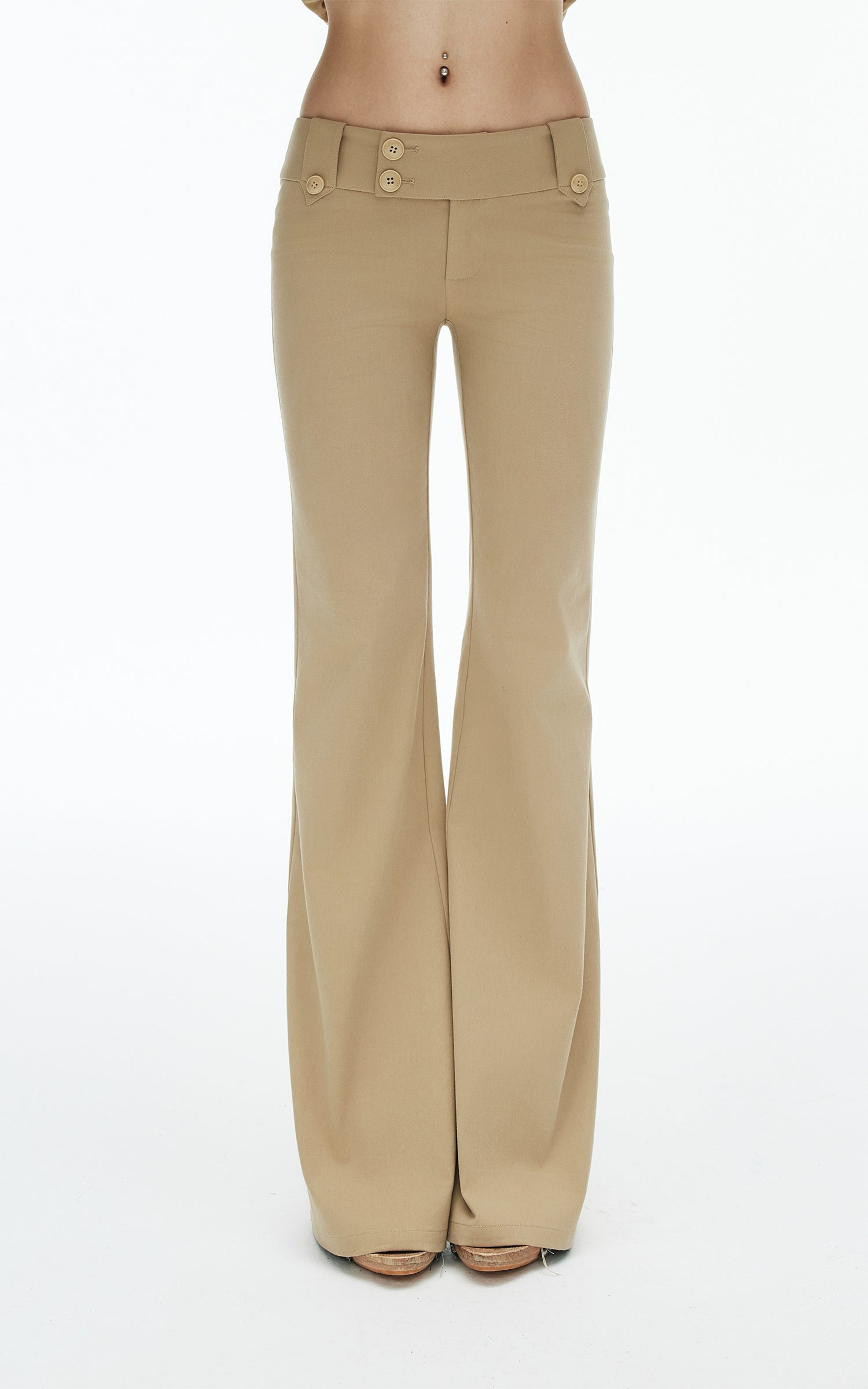 IAMXIAA Low-Rise Button Detail Flared Pants
