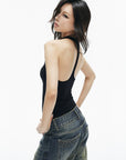 IAMXIAA Scoop Neck Racerback Fitted Tank Top