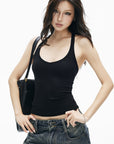 IAMXIAA Scoop Neck Racerback Fitted Tank Top