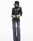 IAMXIAA Vintage Wash Low-Rise Flared Jeans