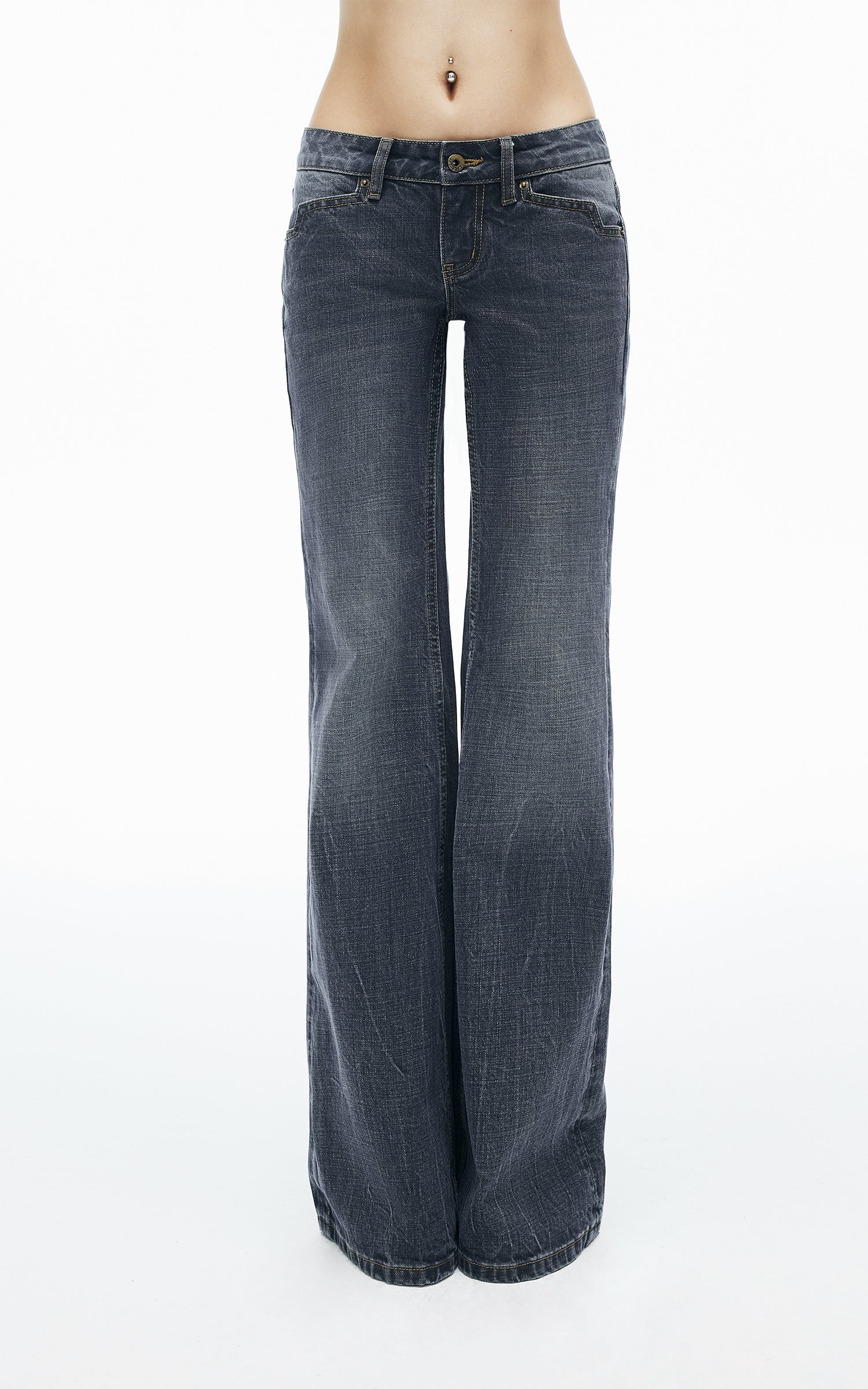 IAMXIAA Vintage Wash Low-Rise Flared Jeans