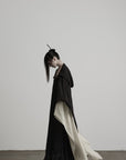 DOINDULGE Pleated Hooded Sheer Layered Outerwear