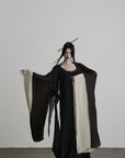 DOINDULGE Pleated Hooded Sheer Layered Outerwear