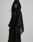 DOINDULGE Pleated Hooded Sheer Layered Outerwear