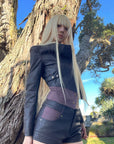 Rase le sol Veste en cuir à panneaux asymétriques & Short Ensemble