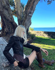 Rase le sol Veste en cuir à panneaux asymétriques & Short Ensemble
