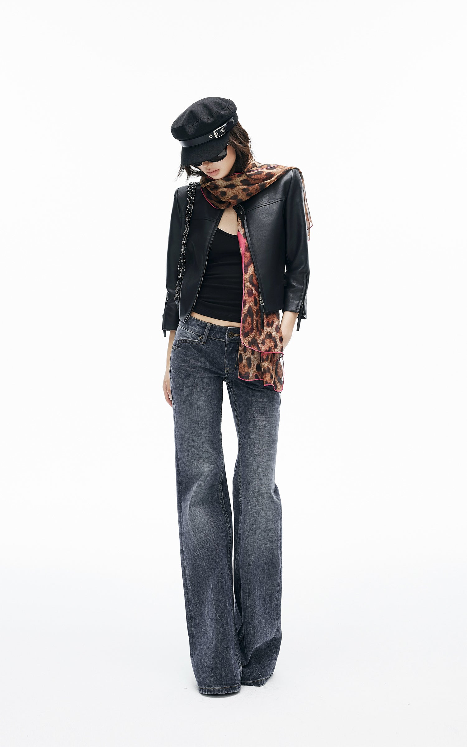 IAMXIAA Leopard Heart Sheer Scarf