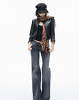 IAMXIAA Buckle-Neck Cropped Faux Leather Jacket