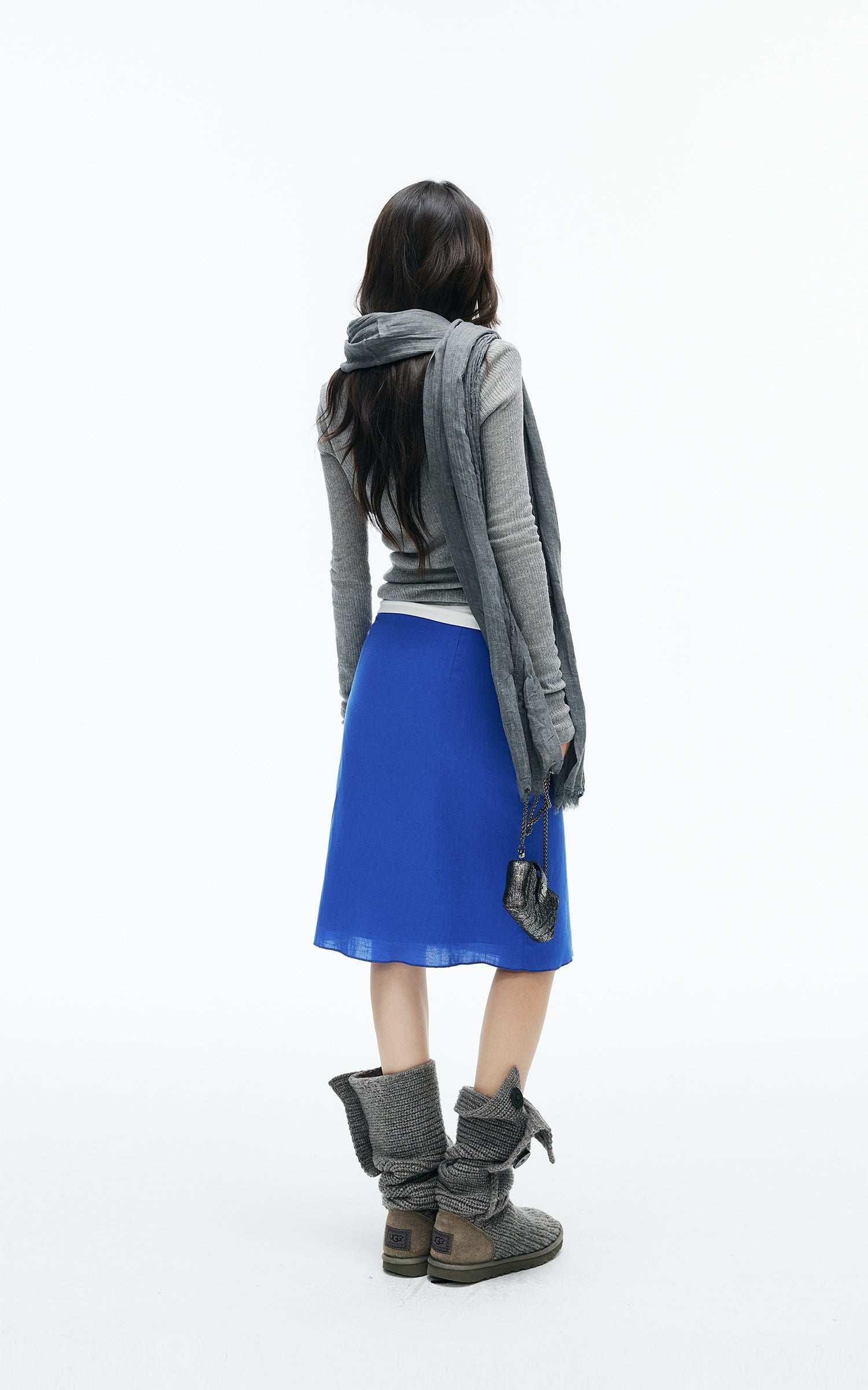 IAMXIAA Deep V-Neck Sheer Knit Sweater