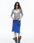 IAMXIAA Cobalt Blue Low-Rise Midi Skirt