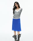 IAMXIAA Cobalt Blue Low-Rise Midi Skirt