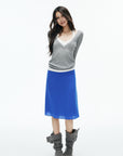 IAMXIAA Deep V-Neck Sheer Knit Sweater