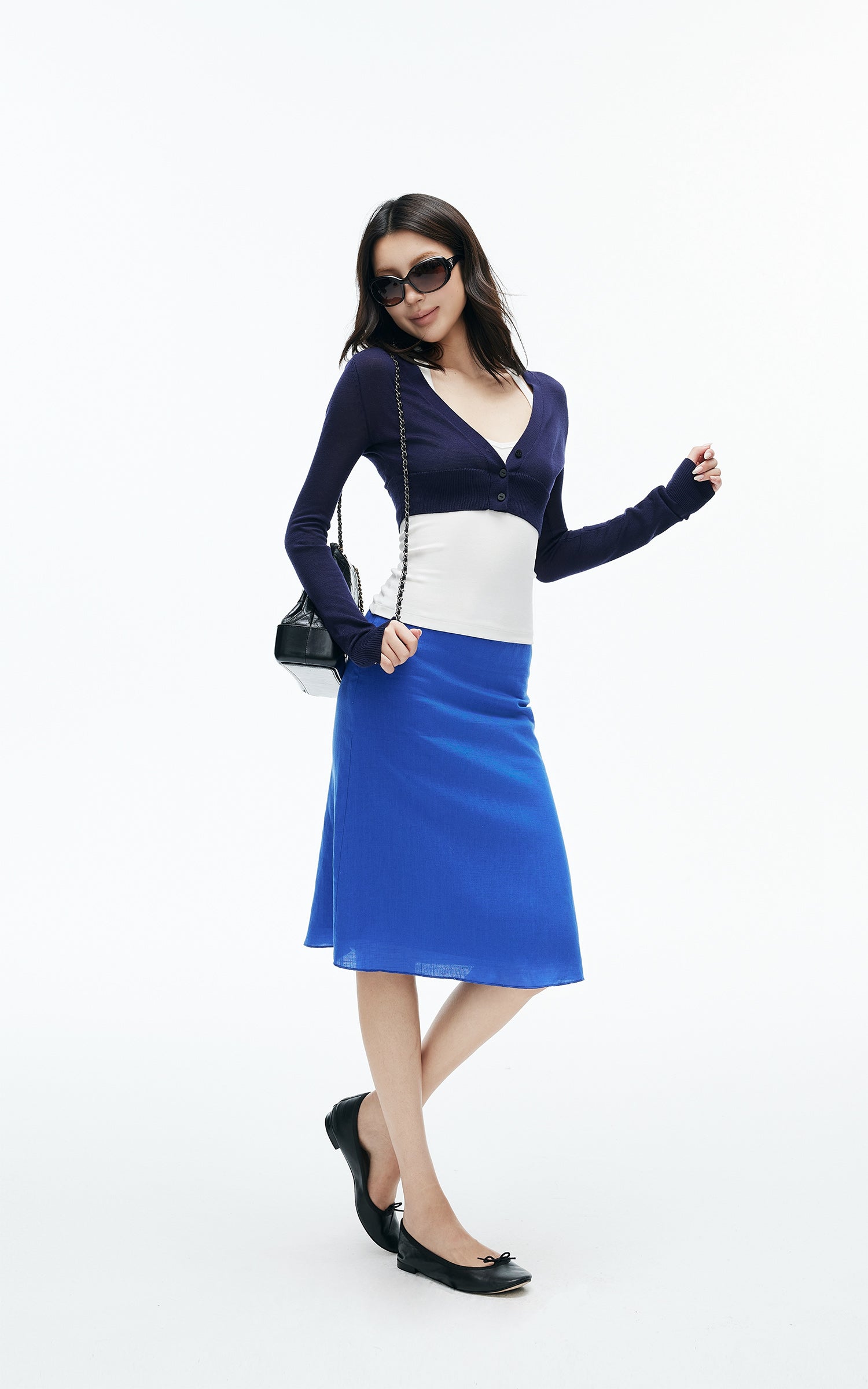 IAMXIAA Cobalt Blue Low-Rise Midi Skirt